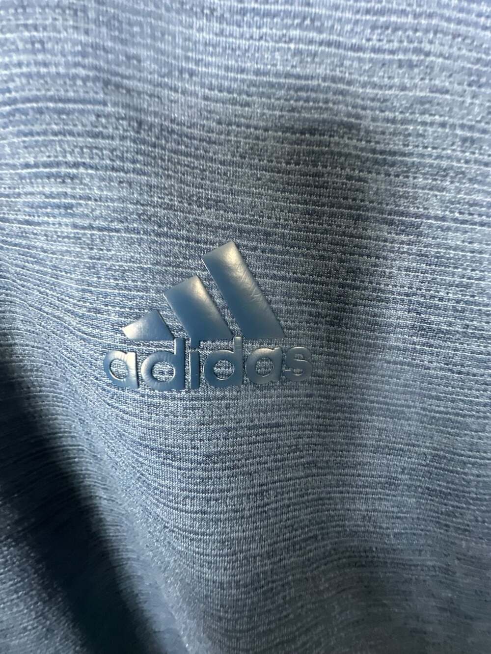 Adidas Men's Blue Heathered Performance Henley Shirt Size Large #505 - Picture 3 of 4